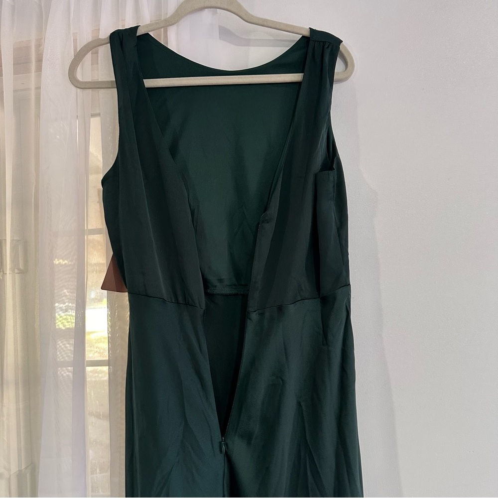 NEW BHLDN Beckett Satin Charmeuse Maxi Dress Dark Green Anthropologie NWT - Picture 7 of 9